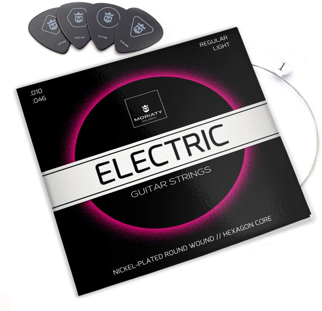 Gitarrensaiten E-Gitarre (Stahlsaiten) + 4 Plektren + extra E-Saite + Gitarrenschule