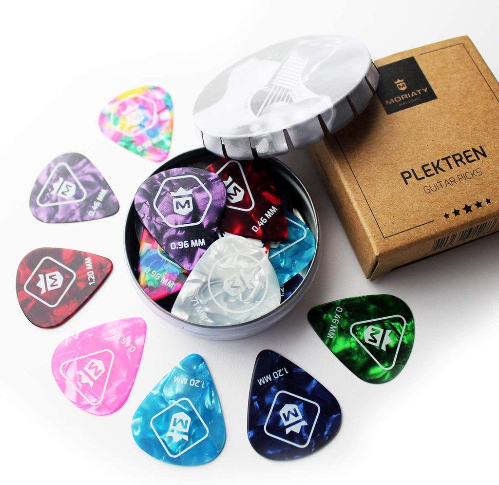 20 Plektren im Set (4 Stärken) + Gitarrenschule